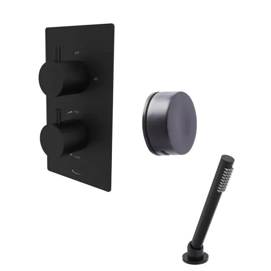 Tavistock Quantum Overflow Bath Filler & Deck-Mounted Handset System – Matt Black | SQT1618