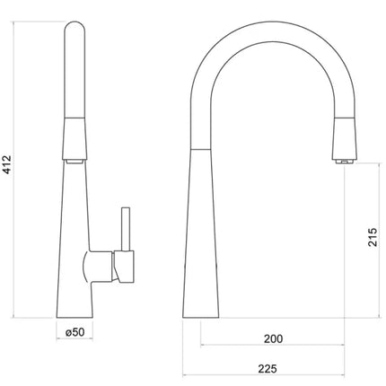 Trisen Jema Pull-Out Single Lever Kitchen Mixer Tap | Chrome, Matt Black, Brushed Brass & Nickel