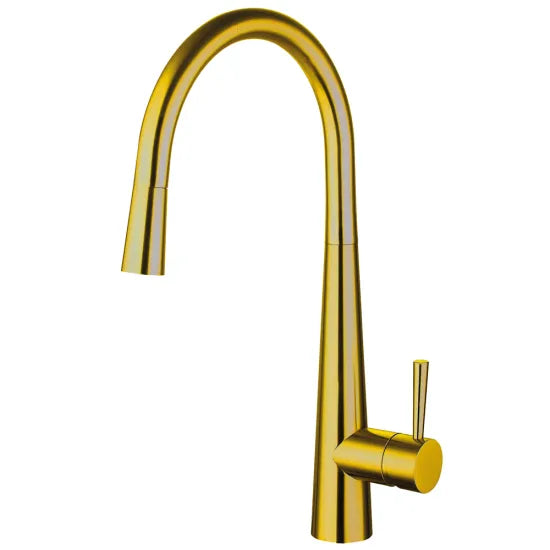 Trisen Jema Pull-Out Single Lever Kitchen Mixer Tap | Chrome, Matt Black, Brushed Brass & Nickel Brushed Gold