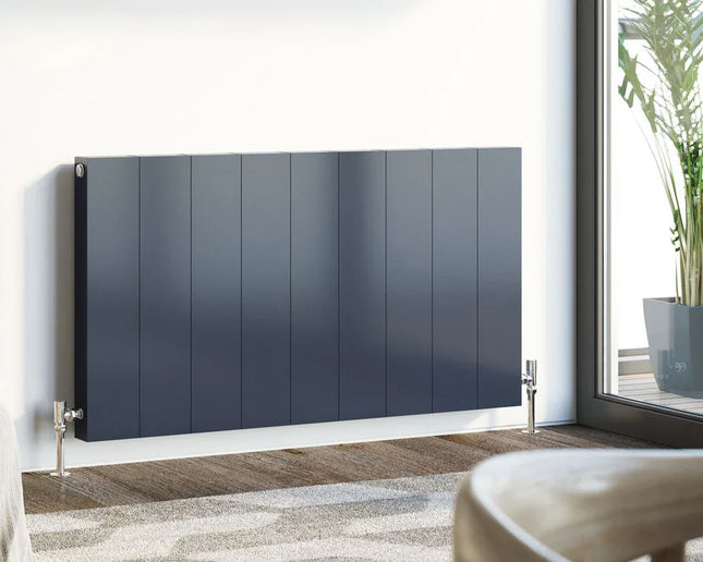 Vela Aluminium Designer flat Radiator Horizontal 1092w x 600h 3255 BTU 954 Watt White Matt 9016