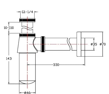 Kartell Adjustable Basin Bottle Trap Chrome Plated Brass Round Bottom