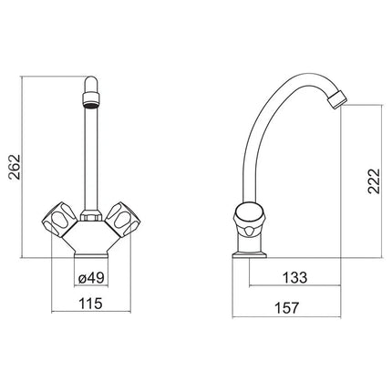 Nuie Trisen White Kitchen Mixer Tap | 360° Swivel Spout | Dual Knob Handles